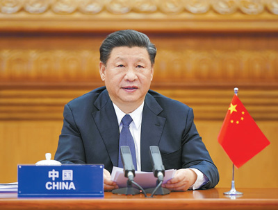 20200326国家主席习近平在北京出席二十国集团领导人应对新冠肺炎特别峰会并发表题为《携手抗疫 共克时艰》的重要讲话。